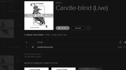 [Screenshot] Braver than Fiction playlist on Spotify